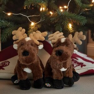 Lot Of Two Ganz Webkinz  Reindeer Stuffed Animals Plush 8.5” No Code Brown HM137